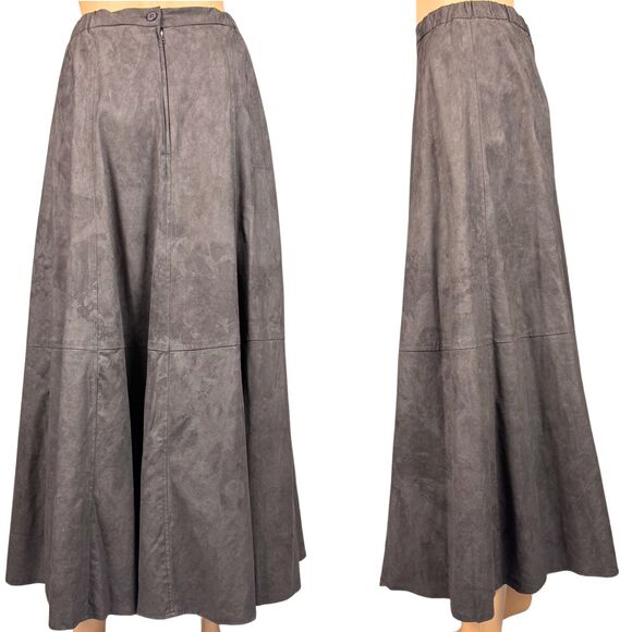 Weathervane Suedemark Womens Suede 2Pc Blouse/Skirt Washable Gray/Brown Vtg USA - Picture 4 of 9
